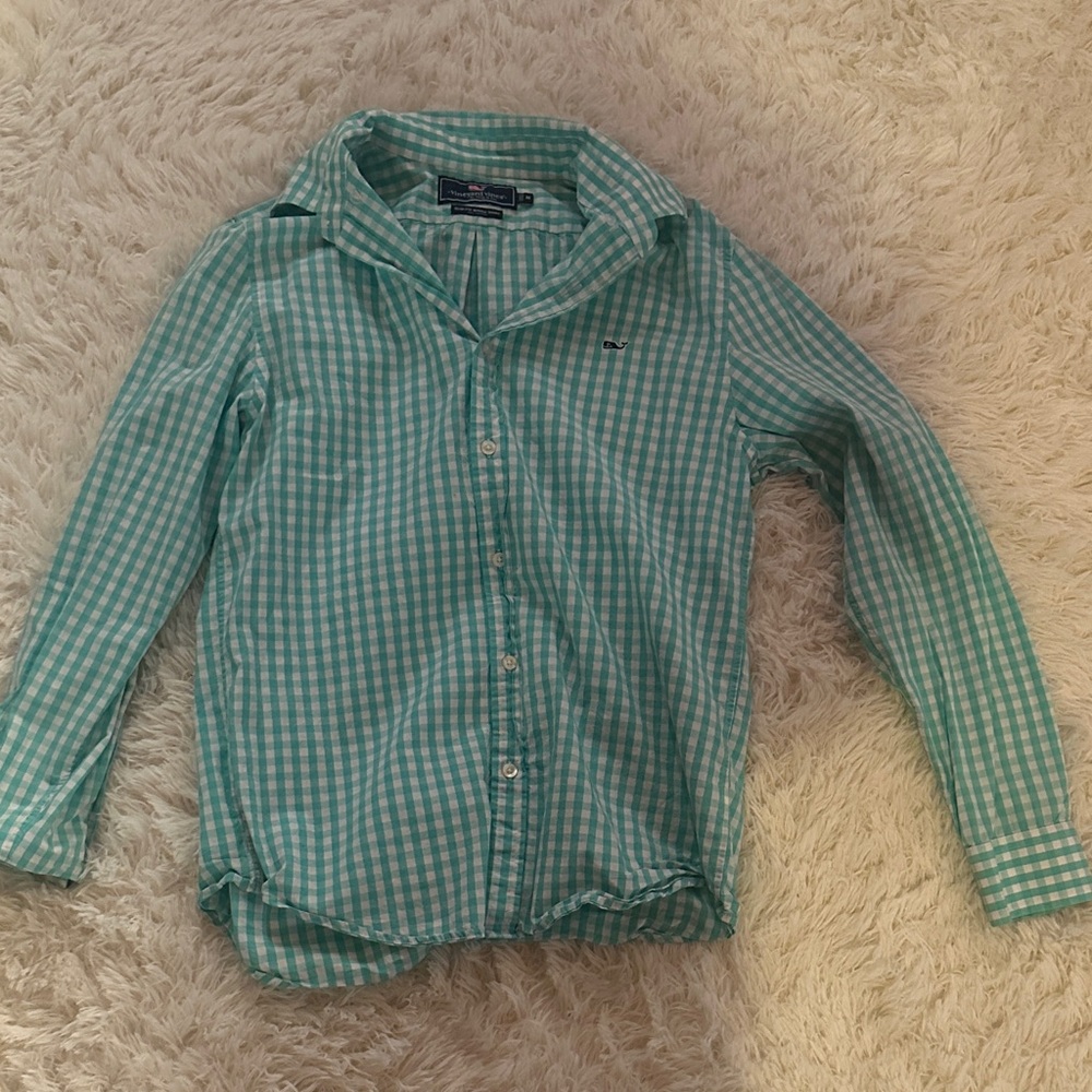 Vineyard Vines Mint Green Gingham Men's Button-Up Shirt